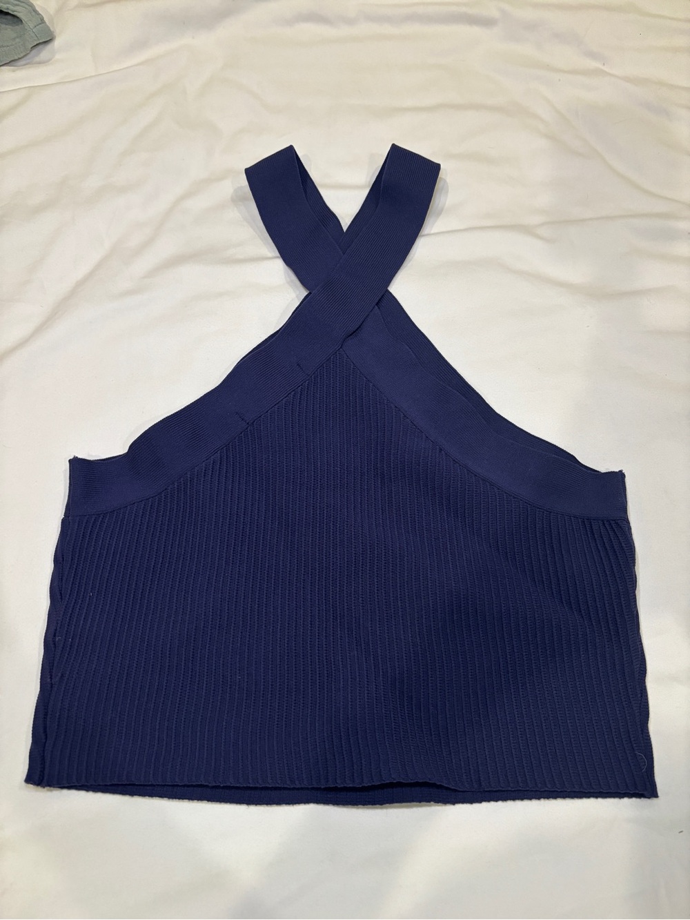 Forever 21 Navy Ribbed Cross-Back Crop Tank